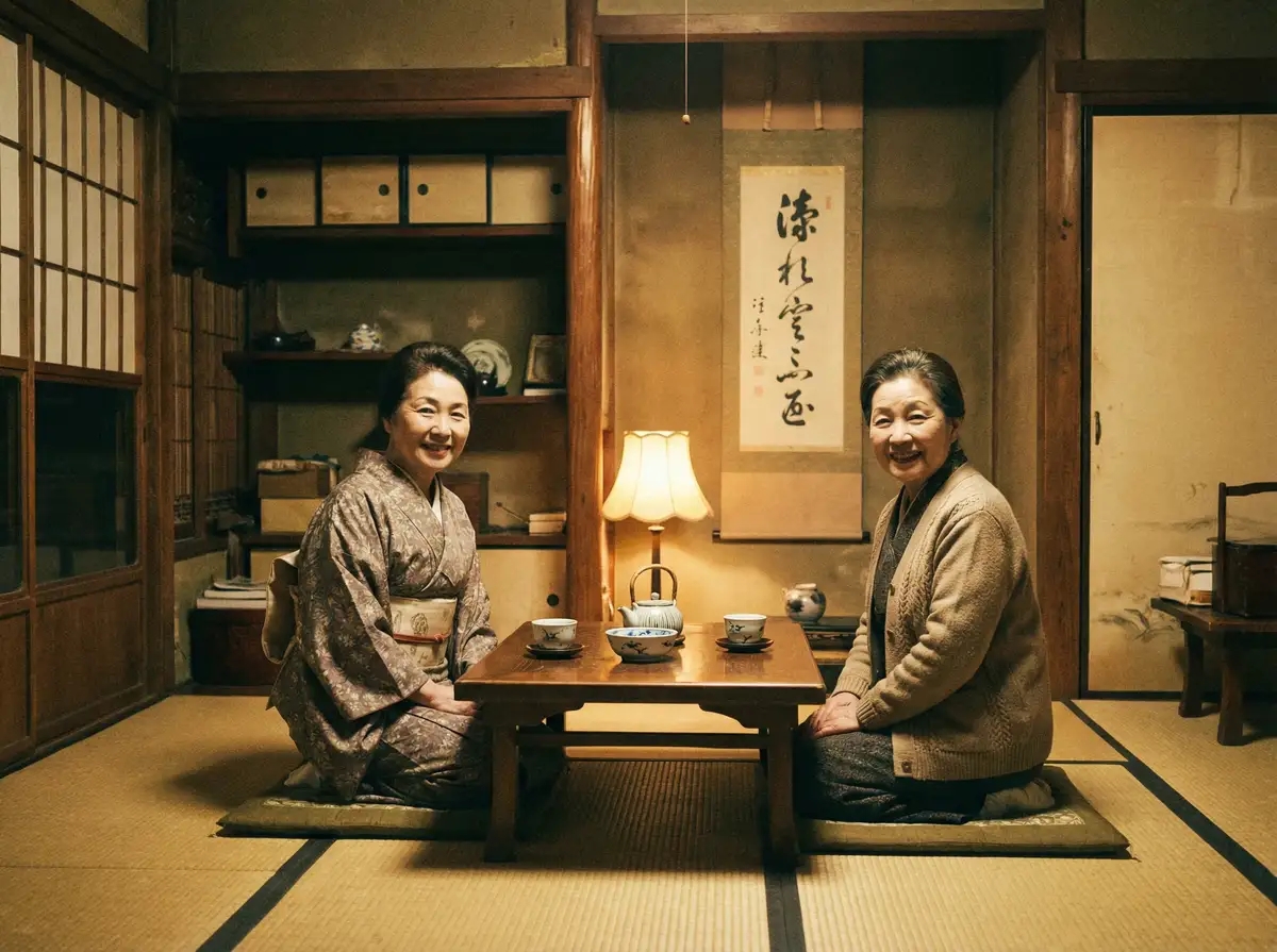 两位优雅的 叶倩彤_叶倩彤官网|热点黑料叶倩彤自媒体资源站 在日式茶室中品茶交谈